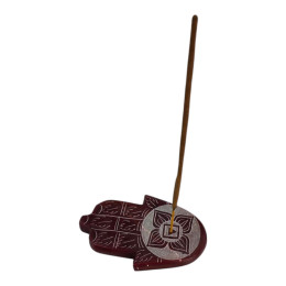 Stone incense stand "Hamsa Palm", burgundy (9x5.7x1 cm)