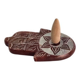 Incense stand "Hamsa Palm" made of brown stone (9x5.7x1 cm)