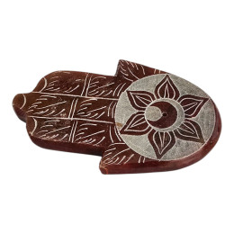 Incense stand "Hamsa Palm" made of brown stone (9x5.7x1 cm)