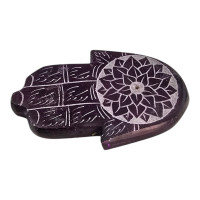 Stone Incense Stand "Hamsa Palm", Purple (9x5.7x1 cm)