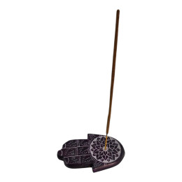 Stone Incense Stand "Hamsa Palm", Purple (9x5.7x1 cm)