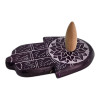 Stone Incense Stand "Hamsa Palm", Purple (9x5.7x1 cm)
