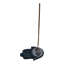 Blue stone incense stand "Hamsa Palm" (9x5.7x1 cm)