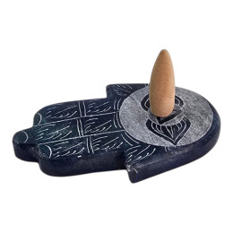 Blue stone incense stand "Hamsa Palm" (9x5.7x1 cm)