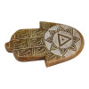 Incense stand "Hamsa palm" stone, brown-gold (9x5.7x1 cm)
