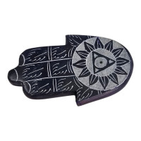 Incense stand "Hamsa palm" made of stone, dark blue (9x5.7x1 cm)