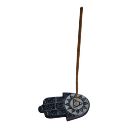 Incense stand "Hamsa palm" made of stone, dark blue (9x5.7x1 cm)