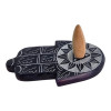 Incense stand "Hamsa palm" made of stone, dark blue (9x5.7x1 cm)