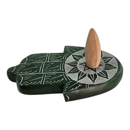 Green stone incense stand "Hamsa Palm" (9x5.7x1 cm)
