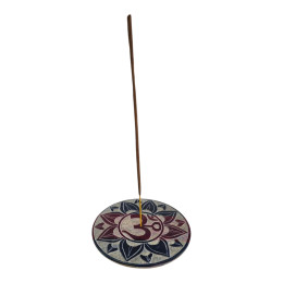 Incense stand "OM" round stone (d-10.1 cm)
