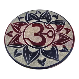 Incense stand "OM" round stone (d-10.1 cm)