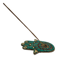 Hamsa Palm-Shaped Metal Incense Stand (12.5 x 10 x 9 cm)