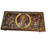 Carved backgammon set "Cossack entertainment," made of solid wood (56x27.5x7 cm) with amber chips