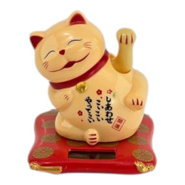 Кошка Манэки-нэко машущая лапами на солнечной батарее (7,5х6,7х7,1 см)
