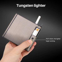 Cigarette case with USB lighter (10.6 x 9.6 x 2 cm)