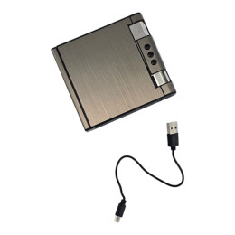 Портсигар с зажигалкой USB (10,6х9,6х2 см)