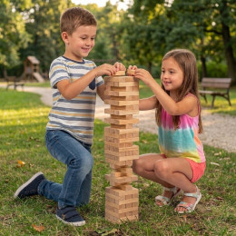 Giant Jenga Party (Giant Jenga), 60 pieces of solid ash (12.5x12.5x48 cm), weight 6 kg.