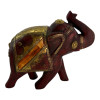 DISCOUNTED Vintage Wooden Elephant with Copper Inserts (H-16 cm)