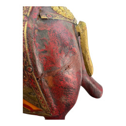DISCOUNTED Vintage Wooden Elephant with Copper Inserts (H-16 cm)