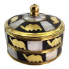 Brass box with mother-of-pearl (d-7, h-5.5 cm)