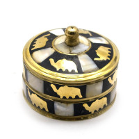 Bronze casket with mother-of-pearl (d-7,h-5,5 cm)