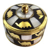 Brass box with mother-of-pearl (d-7, h-5.5 cm)