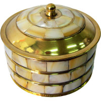 Bronze box with mother-of-pearl (d-7,h-7 cm)